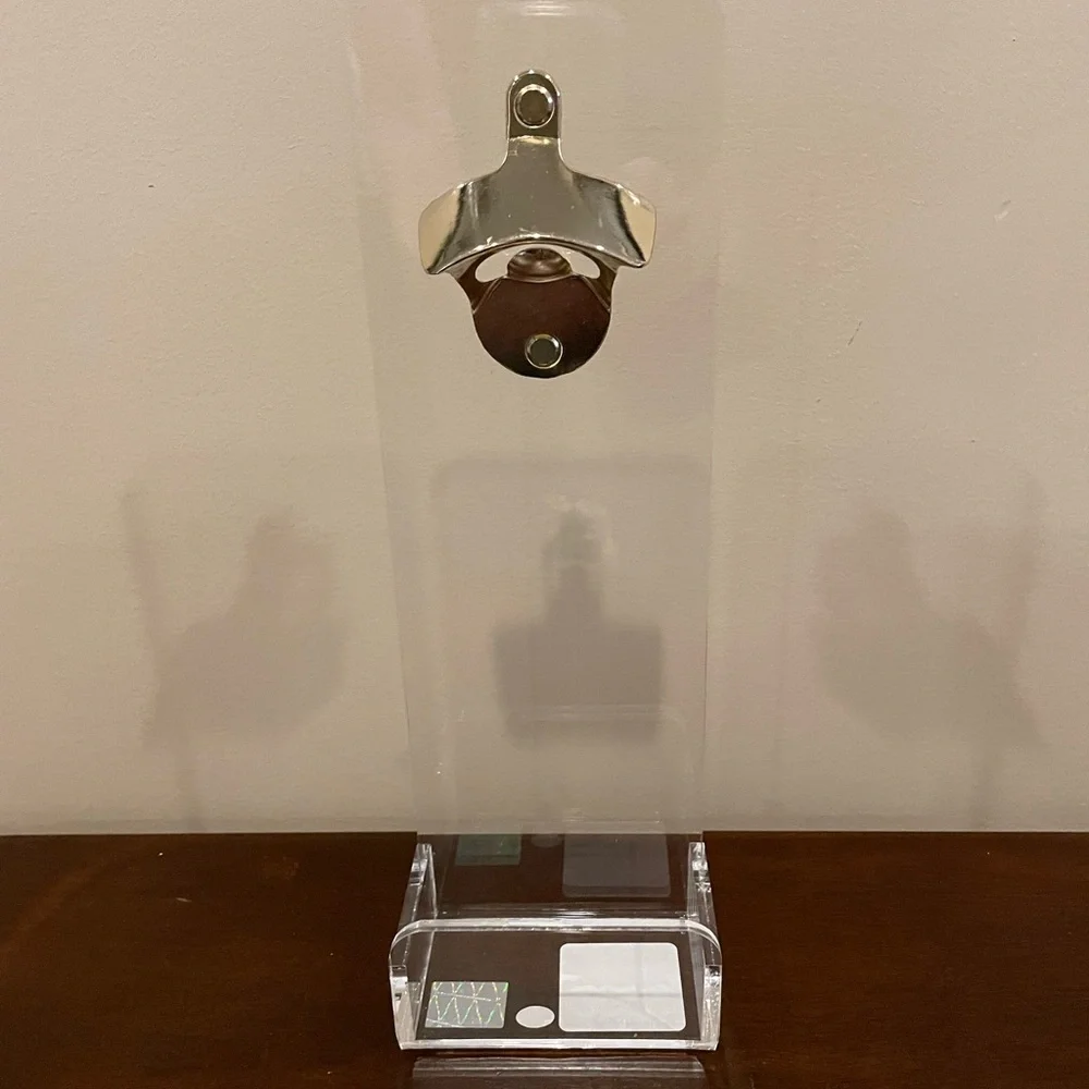 Clear Lucite Wall Bottle Opener - Beer, Soda, Pop